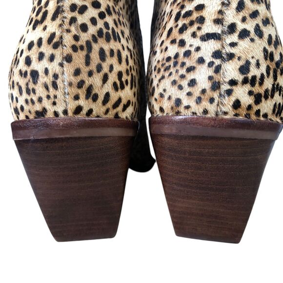 Dolce Vita Western Almond Toe Calf Hair Leopard $170 Block Heel Bootie Sz 9 NEW - Picture 10 of 15